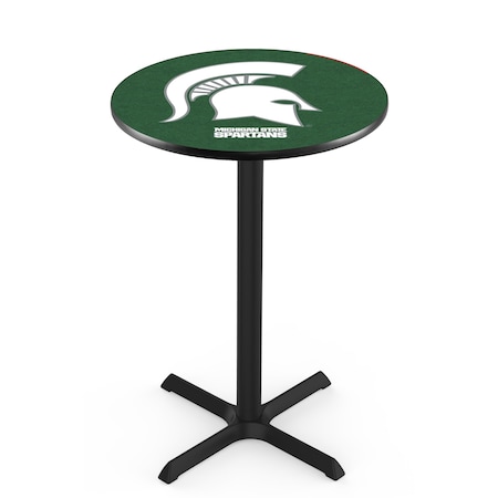 36 Blk Wrinkle Michigan State Pub Table,36 Dia. Top